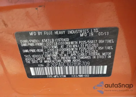 2013 Subaru Xv Crosstrek 2.0I Limited z USA, uszkodzony, nr VIN JF2GPAGC3D2896709